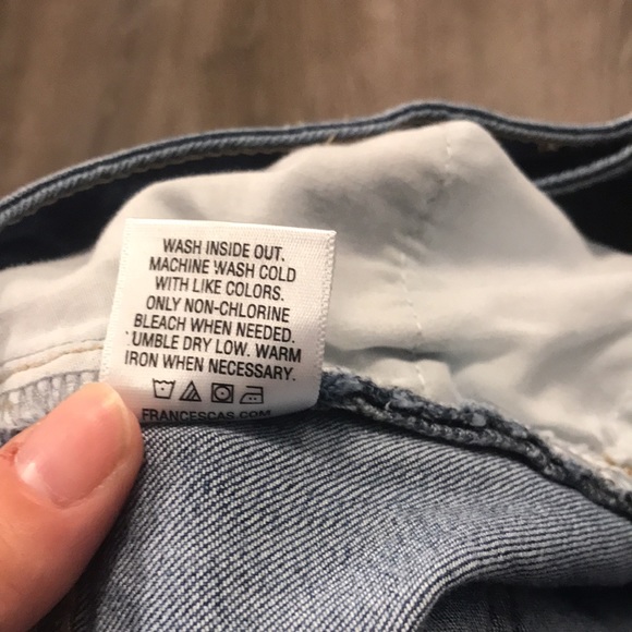 Harper Distressed Denim Shorts Light Wash Cutoff Floral Embellishment. Sz 28. - Picture 5 of 6